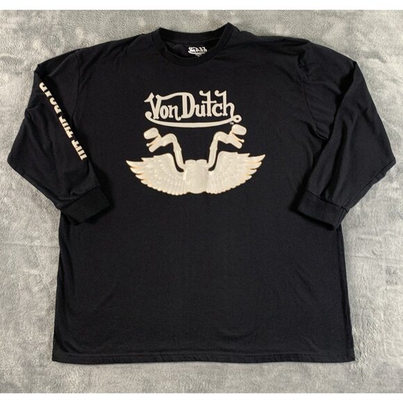 Von Dutch Long Sleeve Shirt Men’s 3X Black Hit The Road Wing Engine - Picture 1 of 7